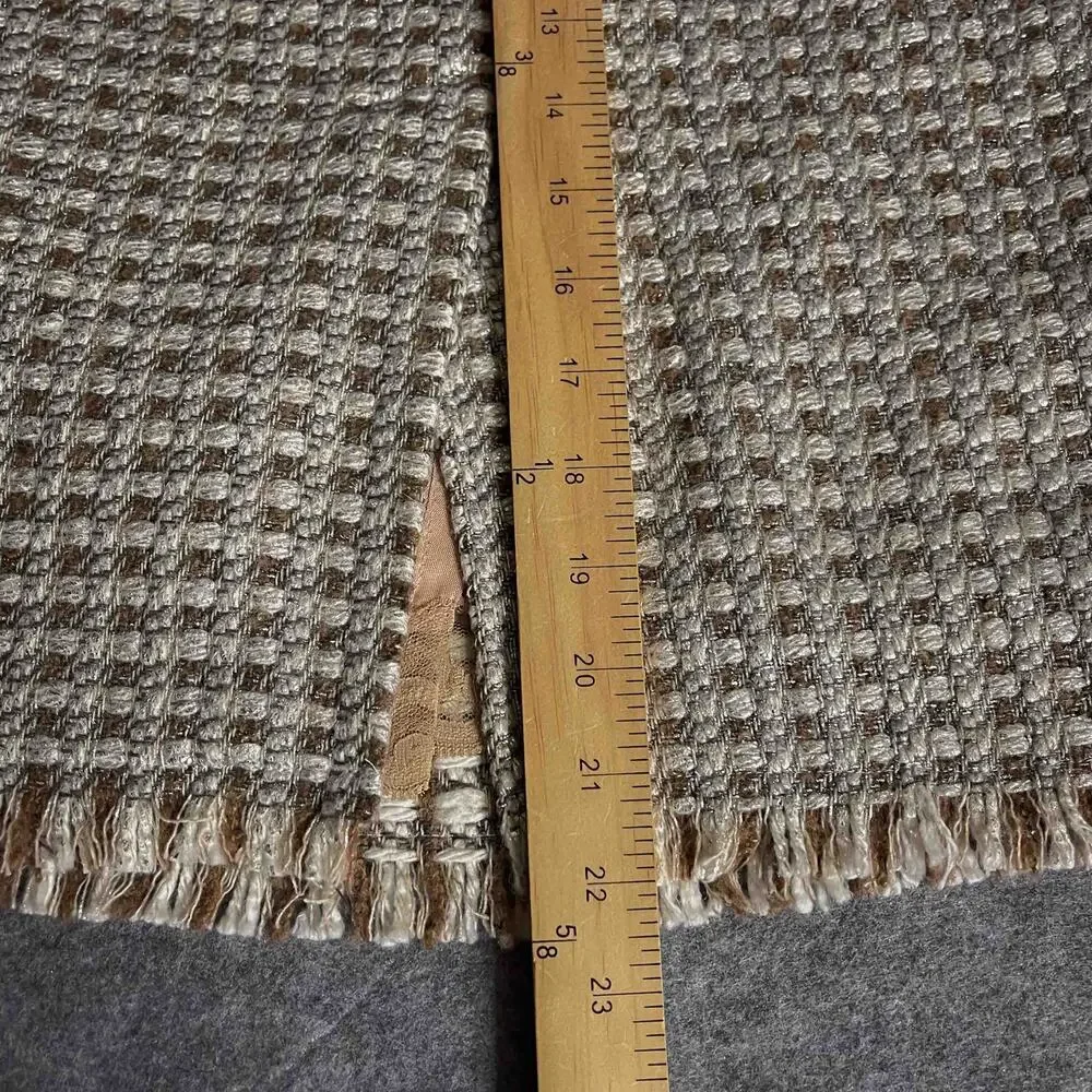 Womens Trina Turk Fringe Hem Lined Midi Skirt Multicolor Tweed Wool Blend Size 2